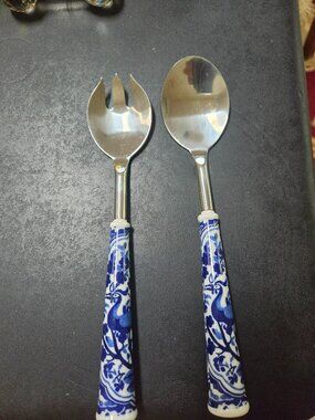 SPODE BLUE ITALIAN SALAD SERVERS